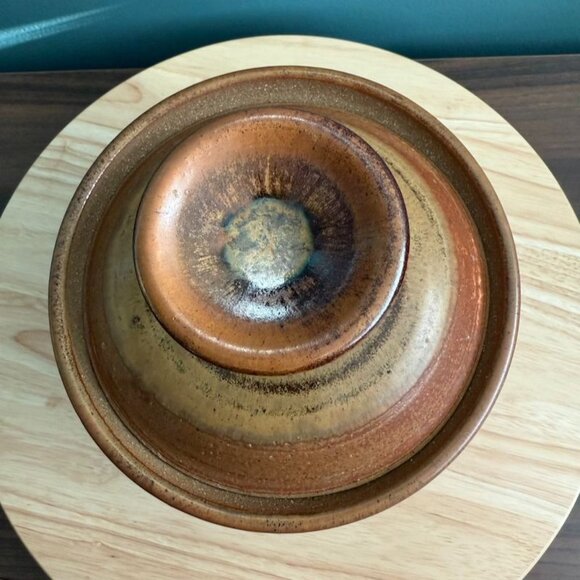 Vintage 93 Jeff Dietrich Log House Pottery Handmade Rustic Brown Ceramic Lidded - Picture 6 of 10